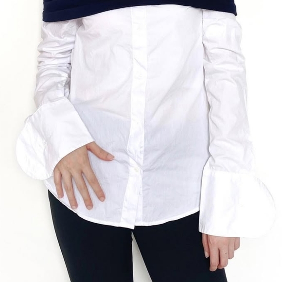 Jacquemus Cotton and Wool Off The Shoulder Button Up - Picture 8 of 9